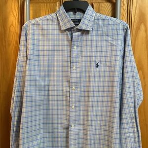 Polo by Ralph Lauren Men's Checkered Shirt in Blue and Yellow